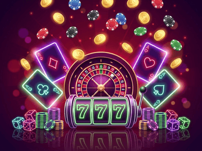 Luxury Vegas X Casino gaming setup with golden chips and cards